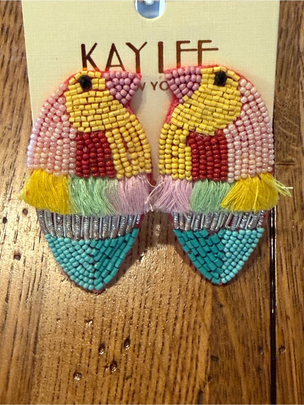 Kaylee Colorful Parrot Beaded Statement Earrings - Pink & Yellow